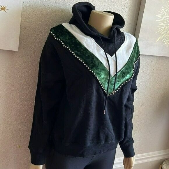 Sandro • Sable Studded Chevron Pattern Hoodie 2 - Picture 3 of 8